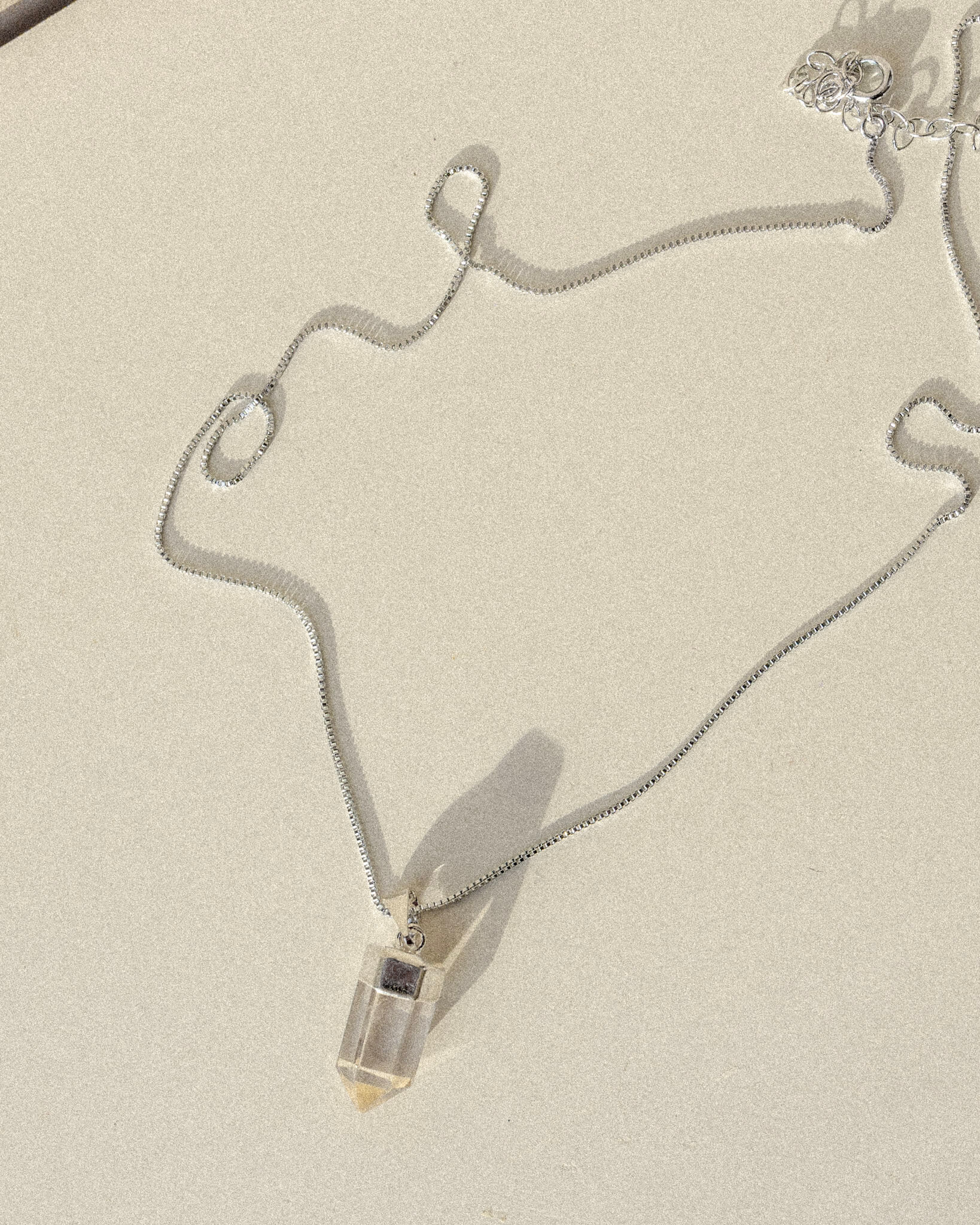 Clear Quartz Crystal Polished Pendant Silver