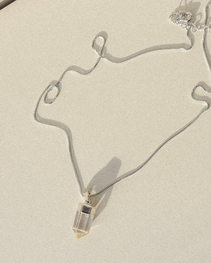 Clear Quartz Crystal Polished Pendant Silver