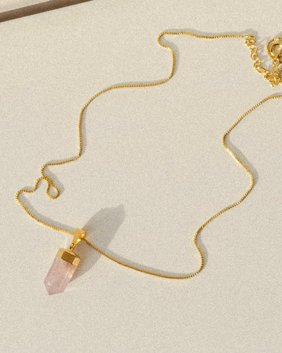 Rose Quartz Crystal Polished Pendant Gold (pendant only)