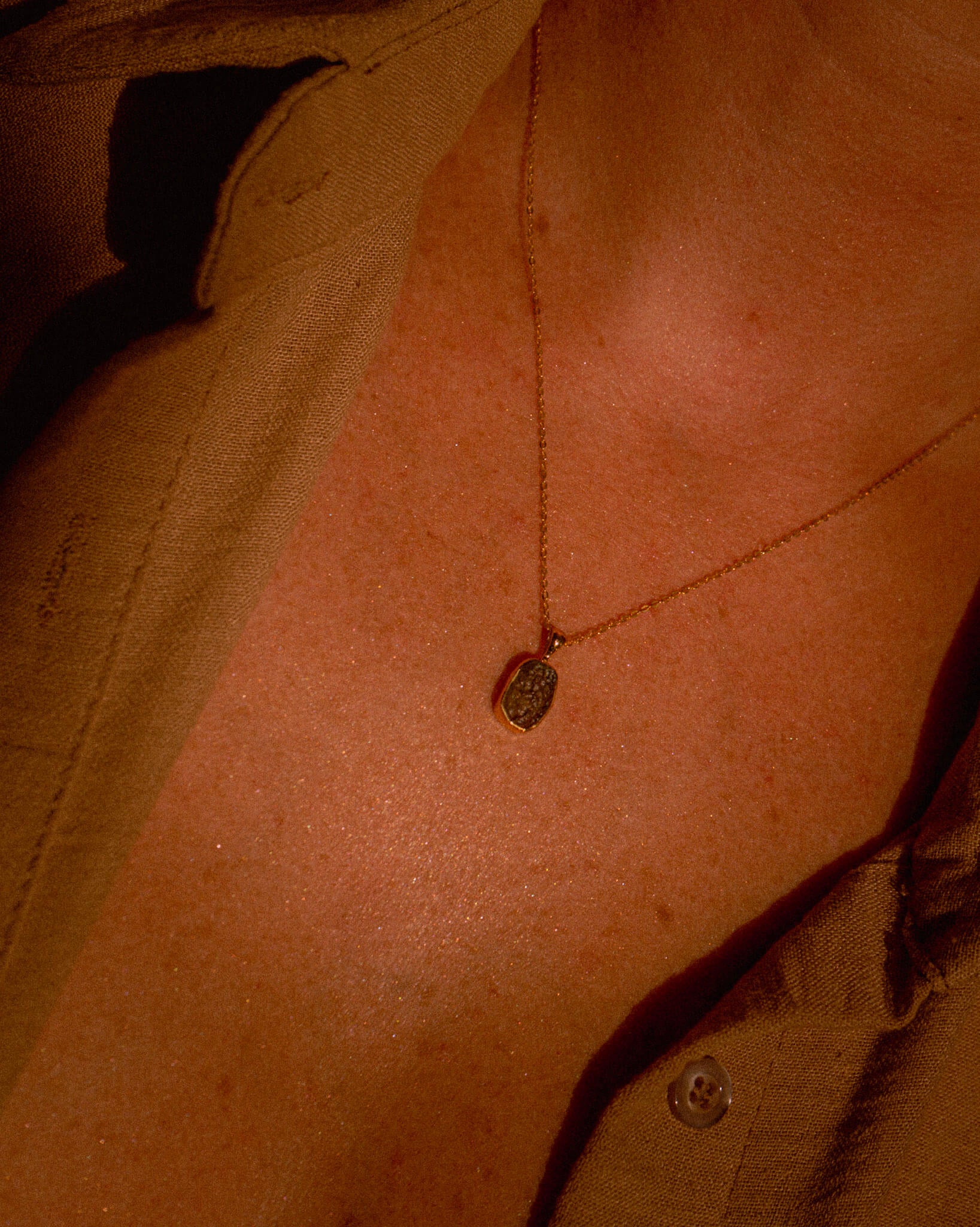 Moldavite Raw Pendant 18K Gold Vermeil Crystal Necklace