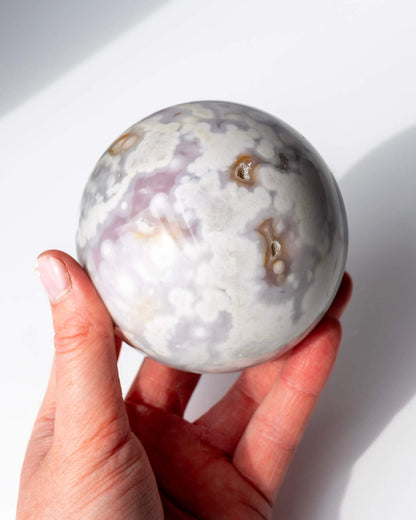 Lilac Flower Agate Sphere Healing Crystal