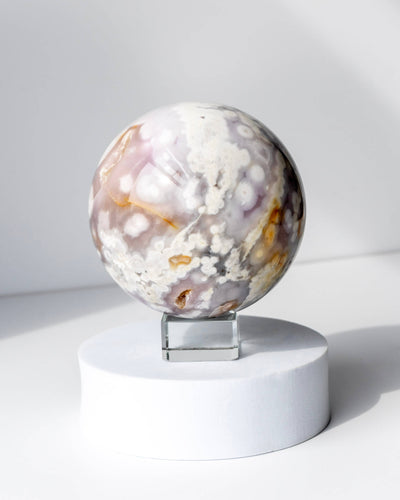 Lilac Flower Agate Sphere Healing Crystal