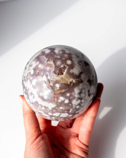 Lilac Flower Agate Sphere Healing Crystal