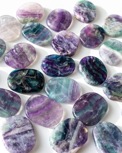 Rainbow Fluorite Worry Stone Healing Crystal