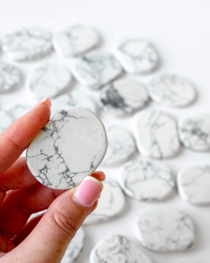 White Howlite Worry Stone Healing Crystal