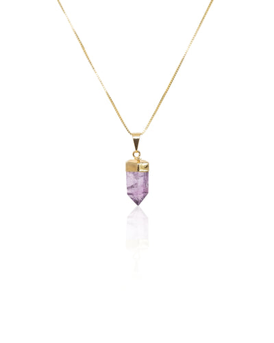 Amethyst Crystal Polished Pendant Necklace Gold (pendant only)
