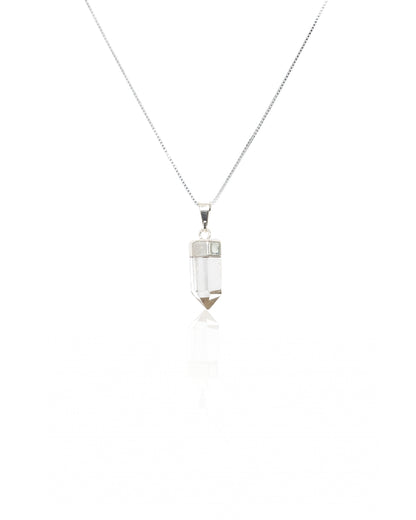 Clear Quartz Crystal Polished Pendant Silver