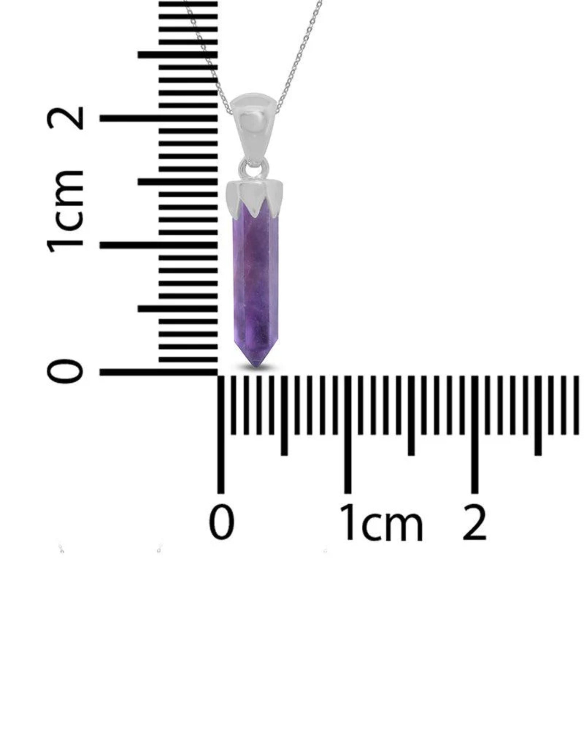 Amethyst Point Pendant 925 Sterling Silver Crystal Necklace