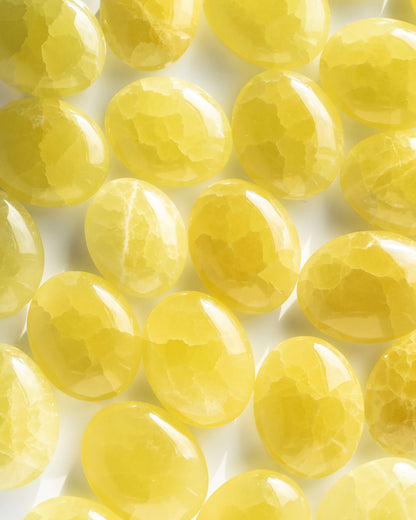 Lemon Calcite Palm Stone Healing Crystal