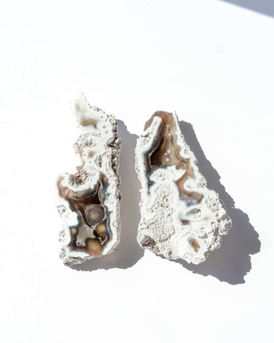 Agatized Coral Geode Pair - 35
