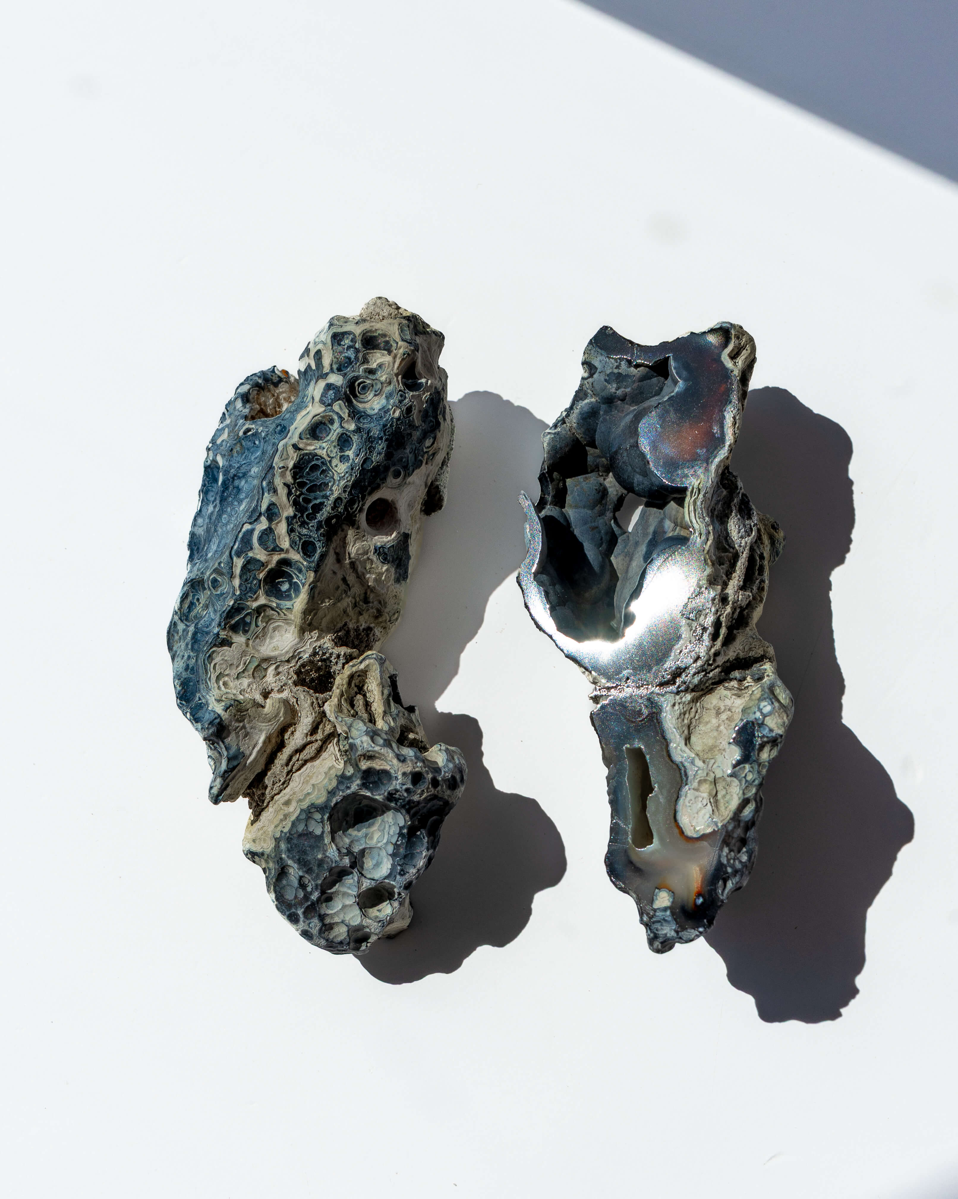 Agatized Coral Geode Pair - 92A