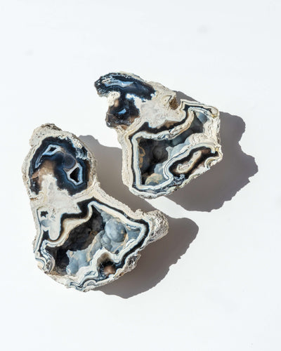 Agatized Coral Geode Pair - 88A