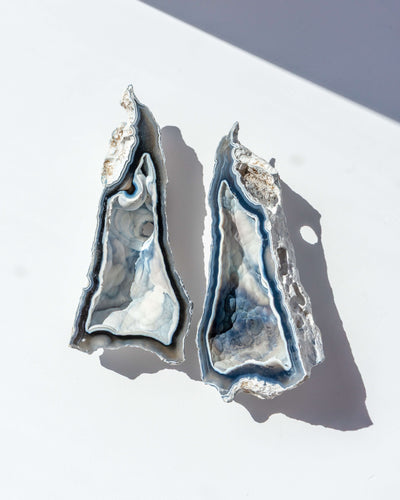 Agatized Coral Geode Pair - 88