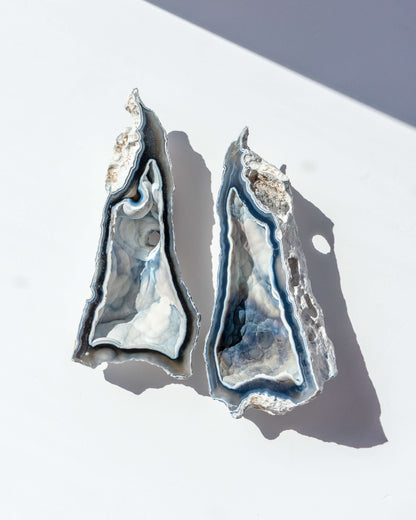 Agatized Coral Geode Pair - 88