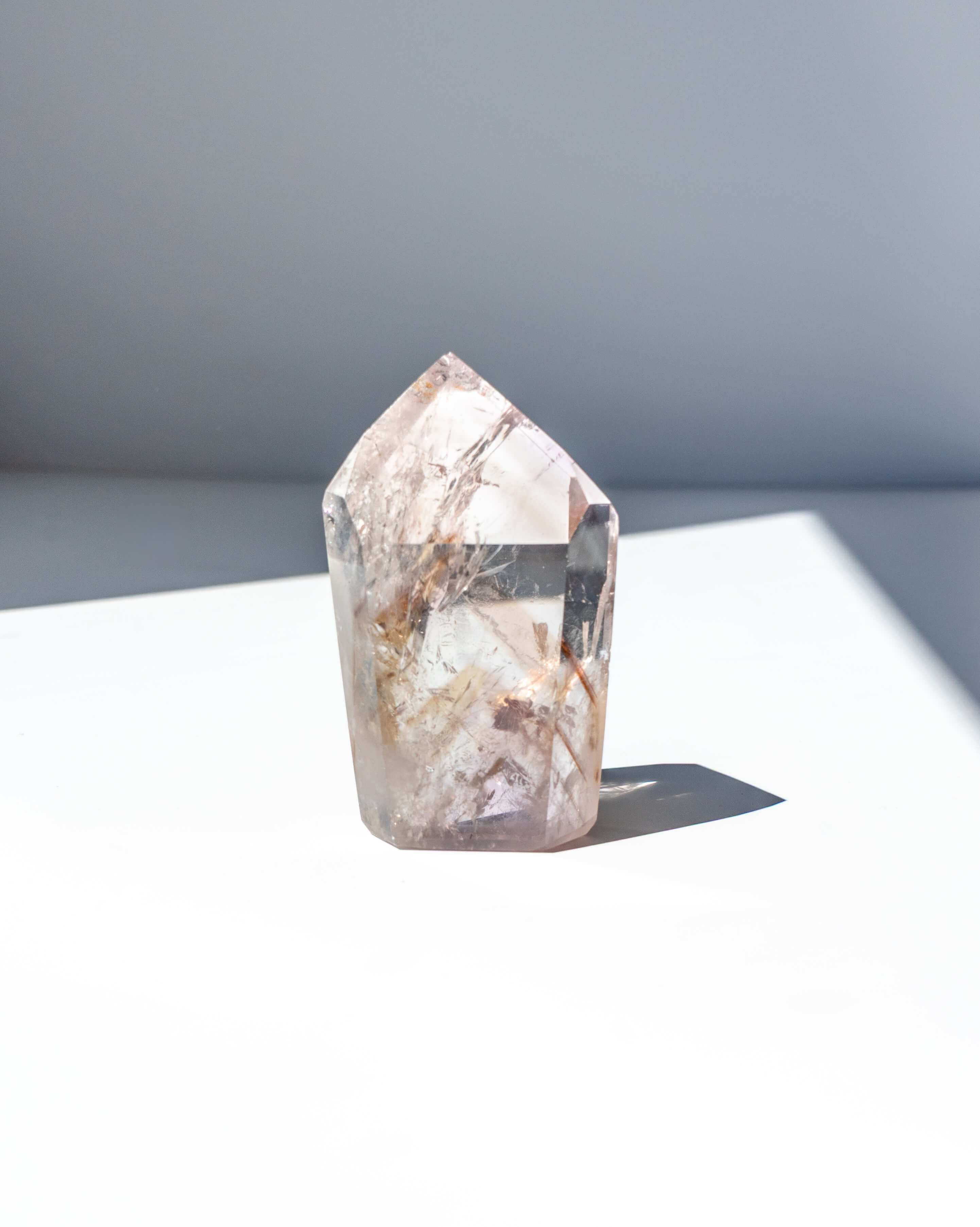 UV Reactive Phantom Powellite Amethyst Crystal Tower - 69