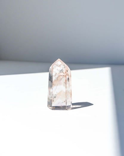 UV Reactive Phantom Powellite Amethyst Crystal Tower - 25AB