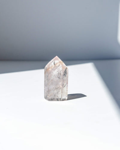 UV Reactive Phantom Powellite Amethyst Crystal Tower - 26A