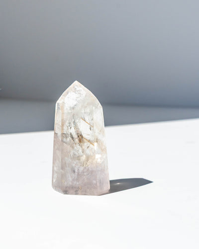 UV Reactive Phantom Powellite Amethyst Crystal Tower - 28A