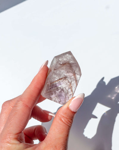 UV Reactive Phantom Powellite Amethyst Crystal Tower - 39