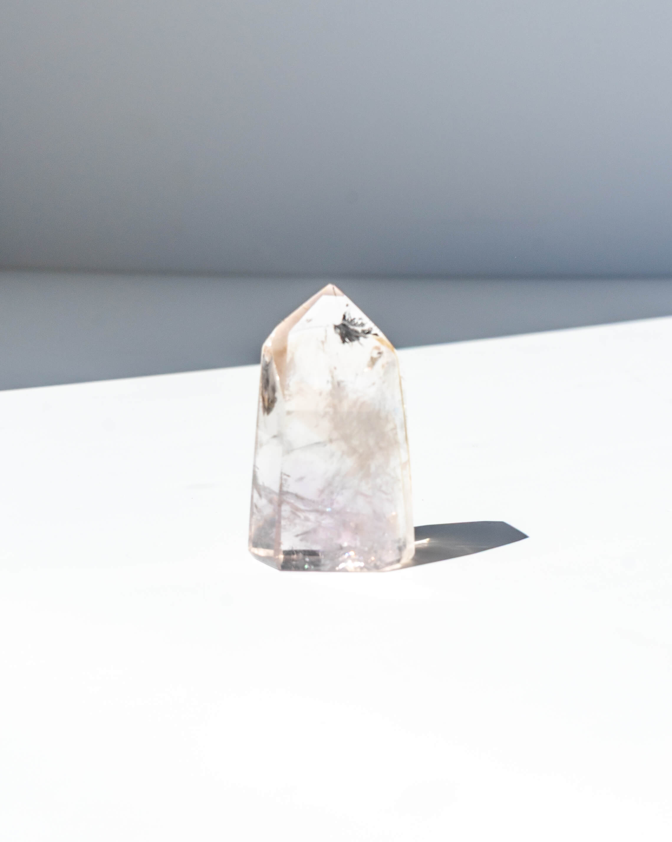 UV Reactive Phantom Powellite Amethyst Crystal Tower - 20AA