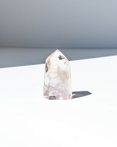 UV Reactive Phantom Powellite Amethyst Crystal Tower - 20AA