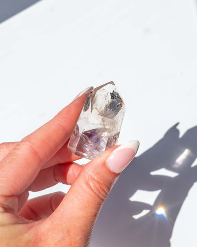 UV Reactive Phantom Powellite Amethyst Crystal Tower - 20AA