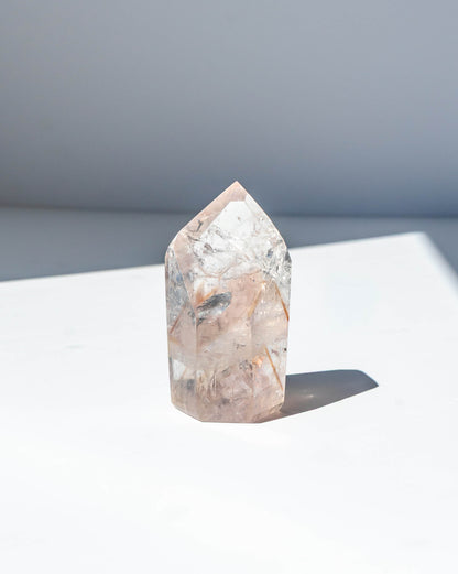 UV Reactive Phantom Powellite Amethyst Crystal Tower - 71A