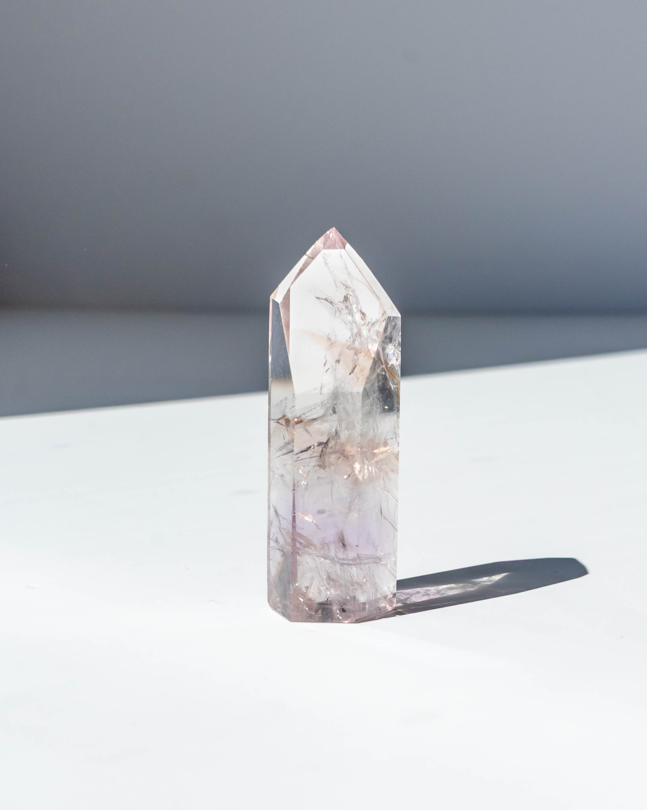 UV Reactive Phantom Powellite Amethyst Crystal Tower - 27AA