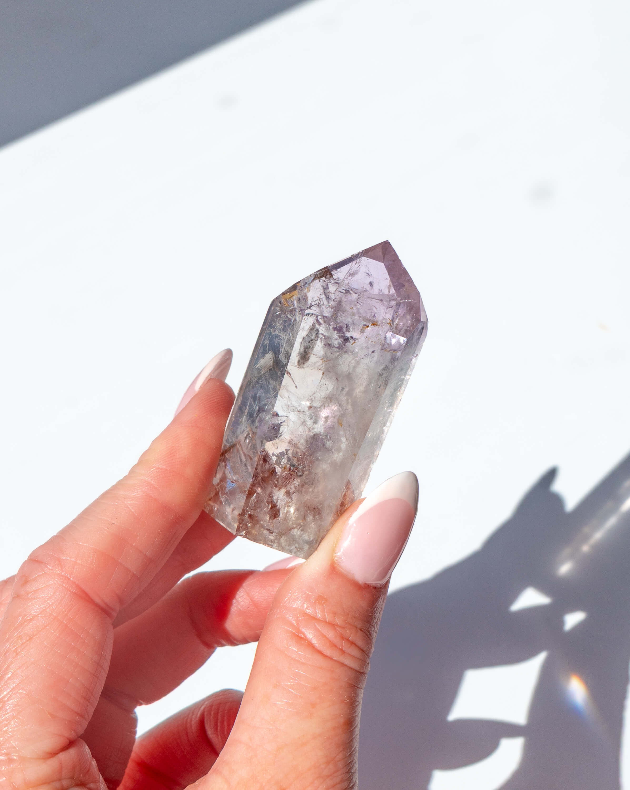 UV Reactive Phantom Powellite Amethyst Crystal Tower - 33