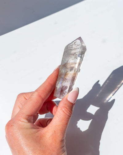 UV Reactive Phantom Powellite Amethyst Crystal Tower - 46