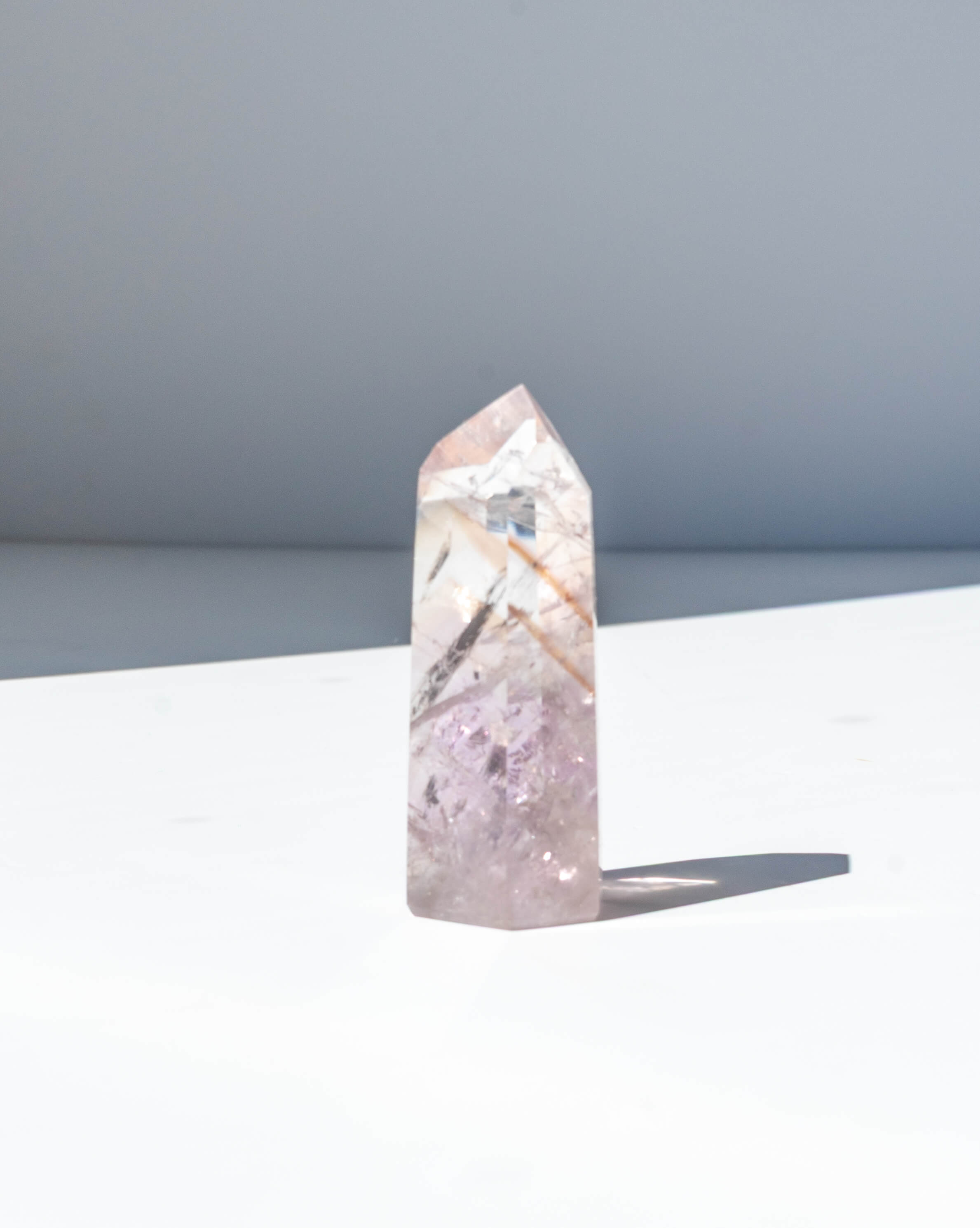 UV Reactive Phantom Powellite Amethyst Crystal Tower - 37