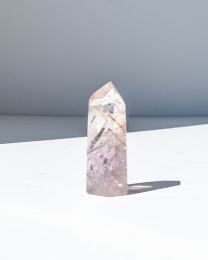 UV Reactive Phantom Powellite Amethyst Crystal Tower - 37