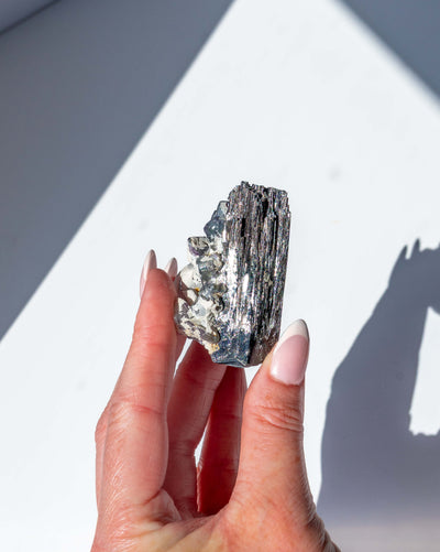 Black Tourmaline With Blue Fluorite - 59