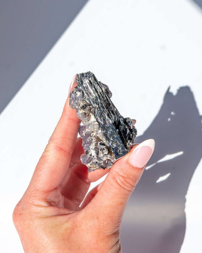 Black Tourmaine With Blue Fluorite - 55