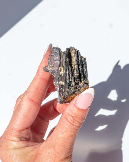 Black Tourmaine With Blue Fluorite - 44