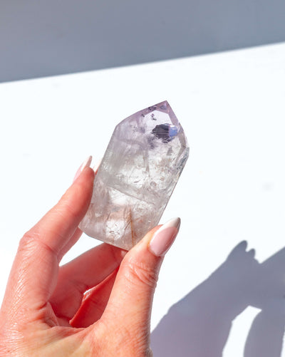 UV Reactive Phantom Powellite Amethyst Crystal Tower - 66