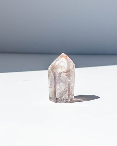 UV Reactive Phantom Powellite Amethyst Crystal Tower - 21A
