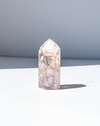 UV Reactive Phantom Powellite Amethyst Crystal Tower - 44