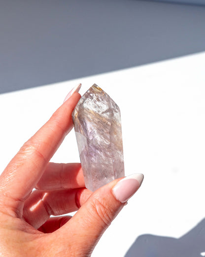 UV Reactive Phantom Powellite Amethyst Crystal Tower - 45