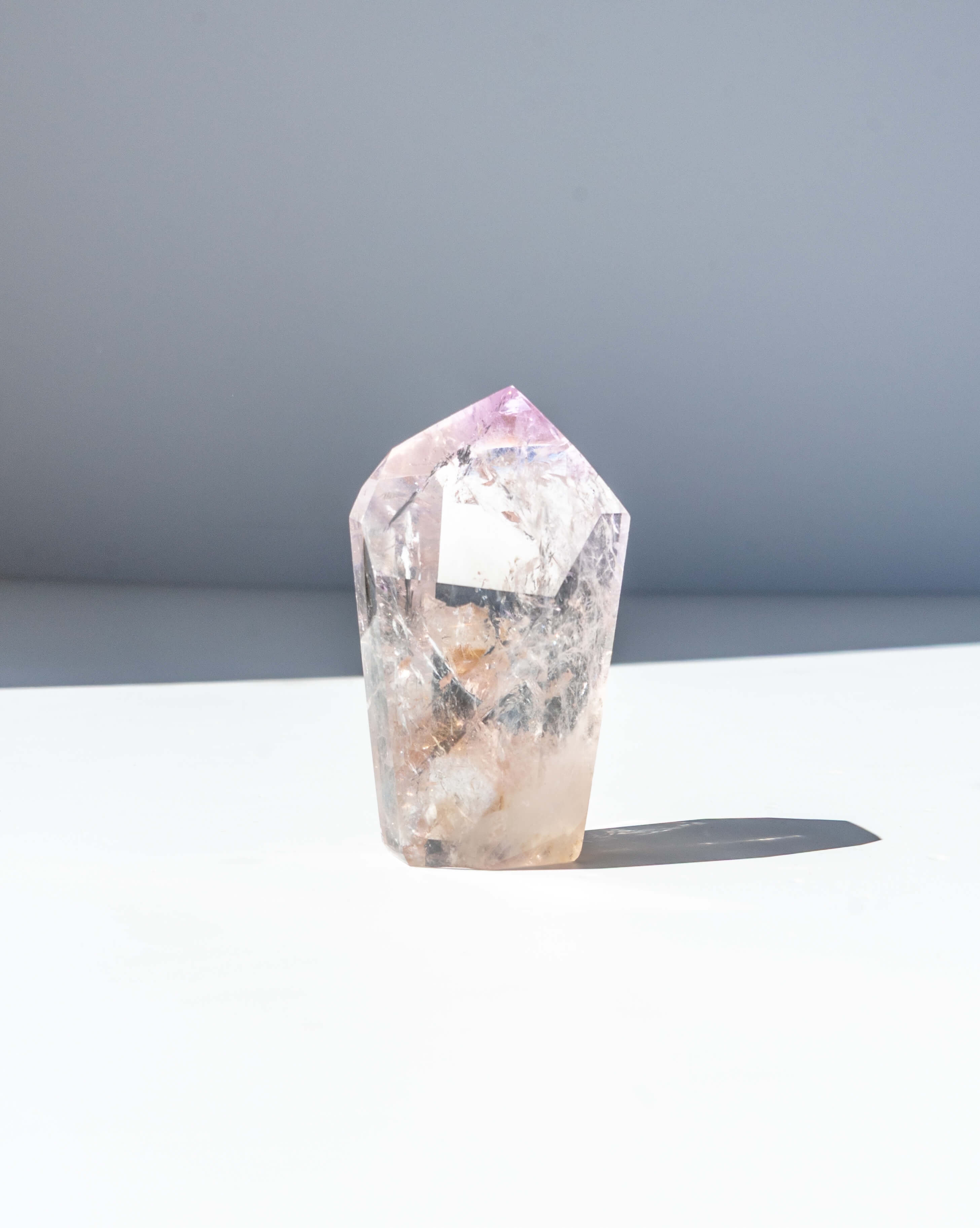 UV Reactive Phantom Powellite Amethyst Crystal Tower - 62