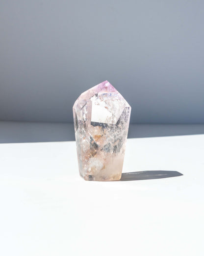 UV Reactive Phantom Powellite Amethyst Crystal Tower - 62