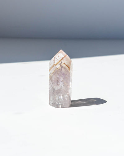 UV Reactive Phantom Powellite Amethyst Crystal Tower - 14A