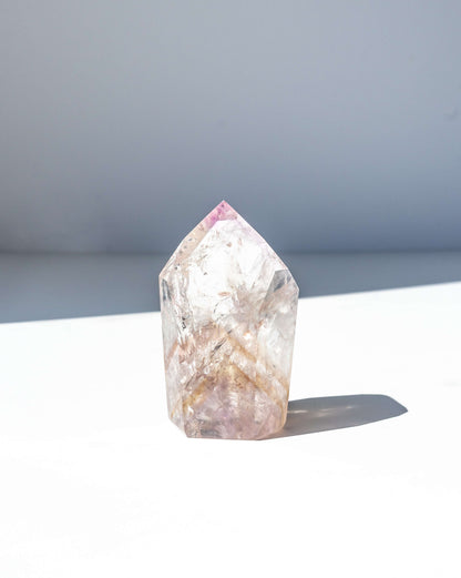 UV Reactive Phantom Powellite Amethyst Crystal Tower - 103