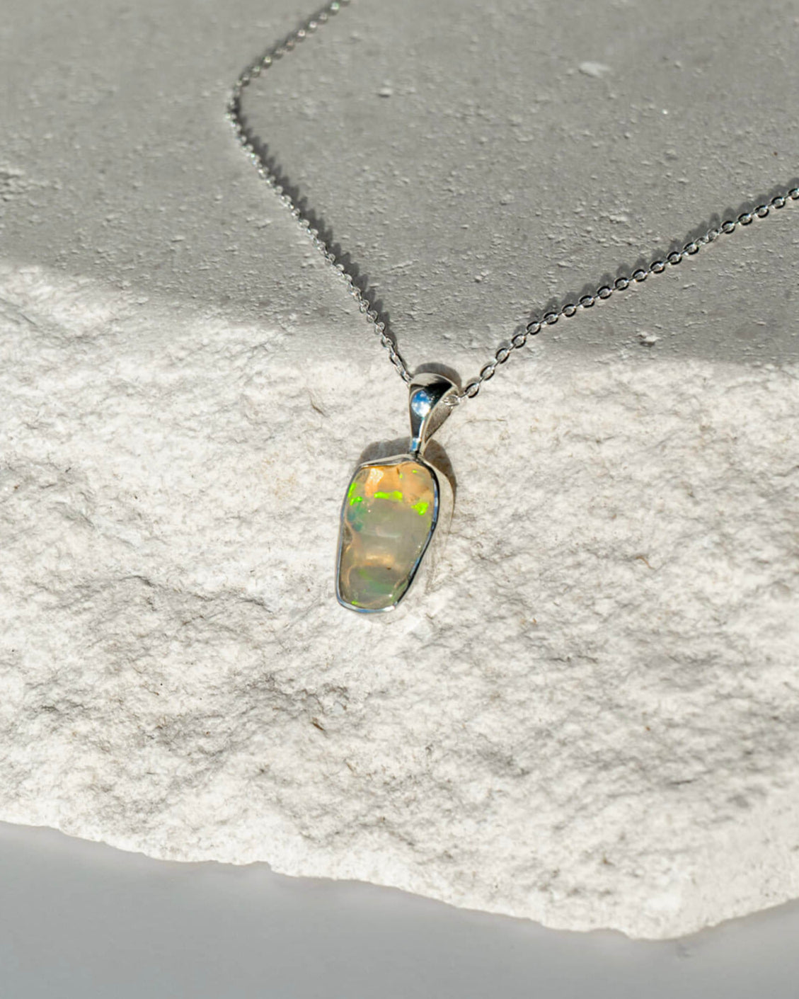 Ethiopian Opal Pendant 925 Sterling Silver Crystal Necklace