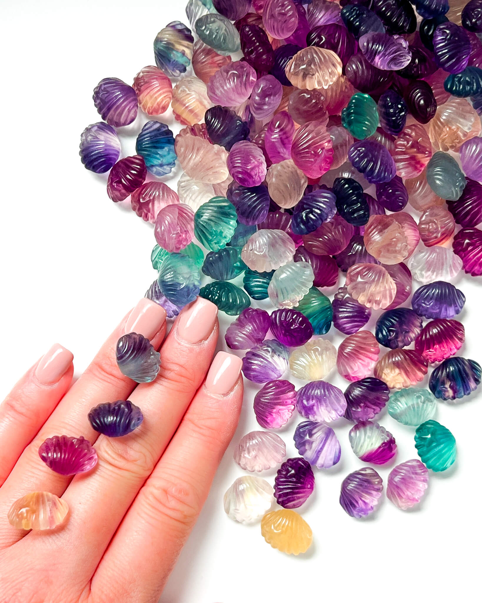 Rainbow Fluorite Mini Seashell Healing Crystal