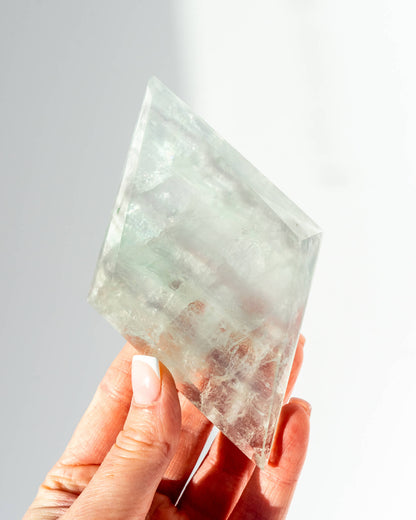 Lavender Fluorite Diamond on Stand Healing Crystal