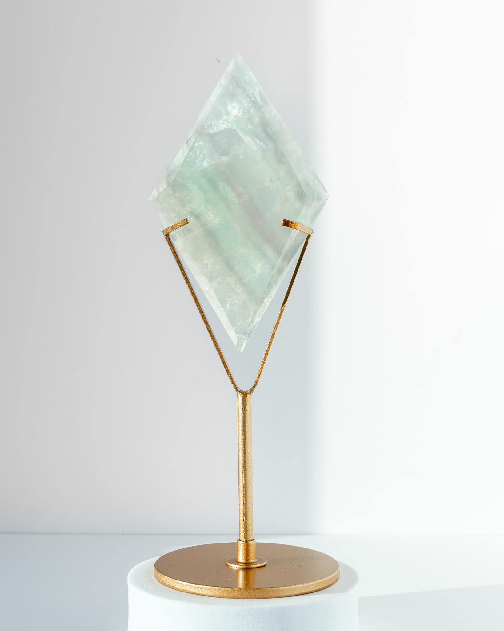 Lavender Fluorite Diamond on Stand Healing Crystal