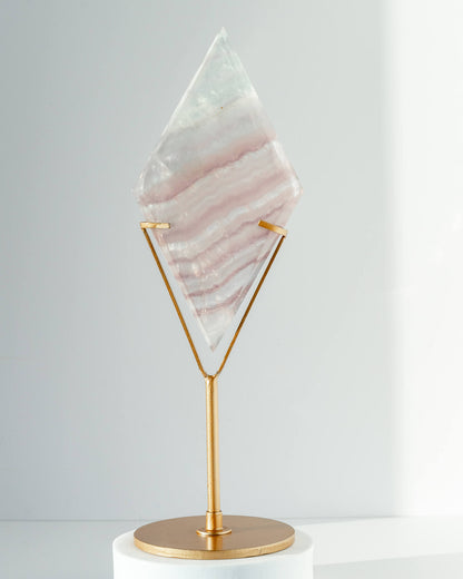 Lavender Fluorite Diamond on Stand Healing Crystal