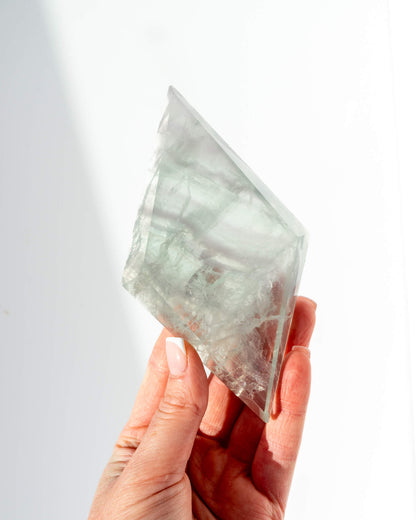 Lavender Fluorite Diamond on Stand Healing Crystal