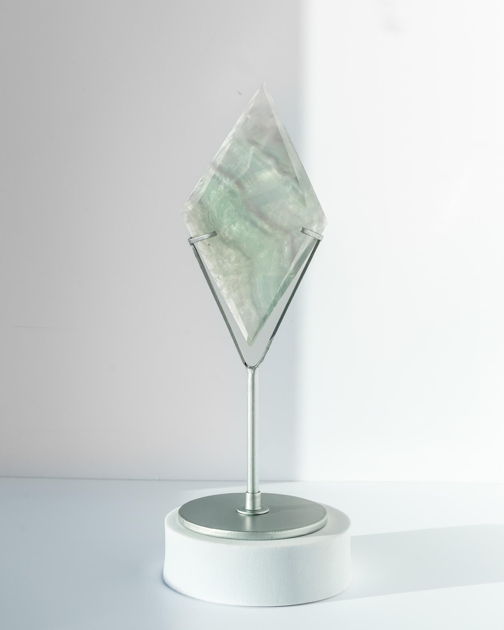 Lavender Fluorite Diamond on Stand - 79